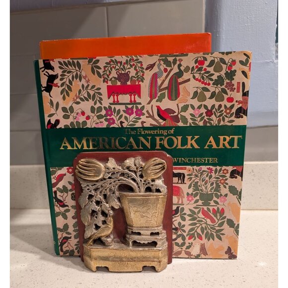 Borghese Hollywood Regency Bookends Floral Bird Motif - Picture 10 of 10